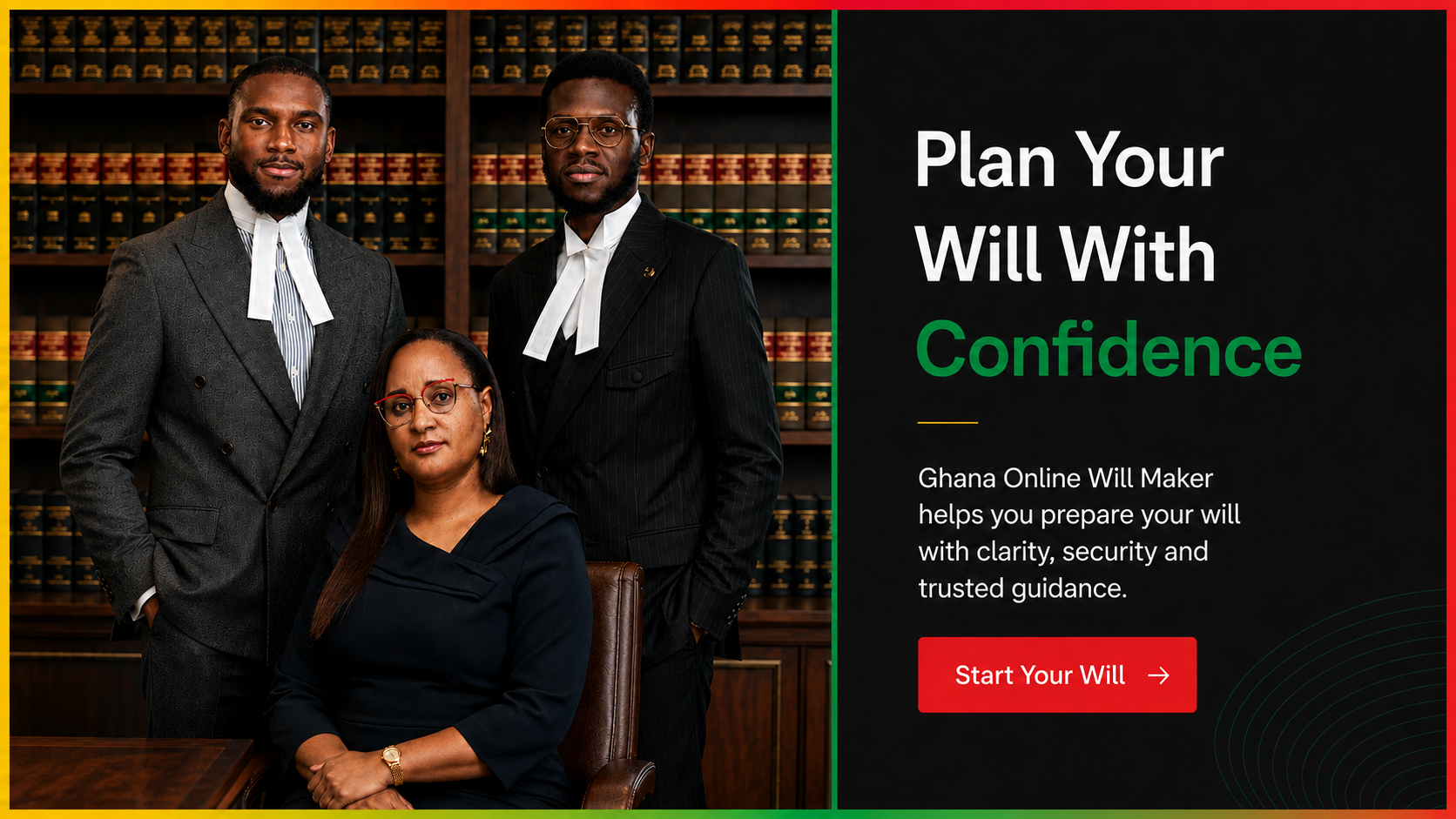 Three lawyers from Zoe, Akyea & Co. in their Accra chambers.